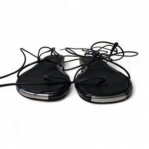 Isabel Marant Jeiro Women's Strappy Black, Silver Leather Flat Sandals Sz 38 NEW